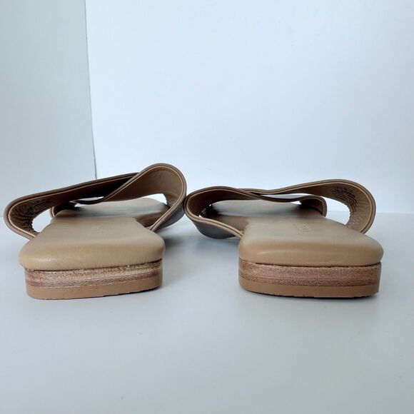 EUC WORN ONCE Nisolo Catalina Slide Cross Strap Sandal in Almond Tan Size 8.5 - Picture 12 of 16